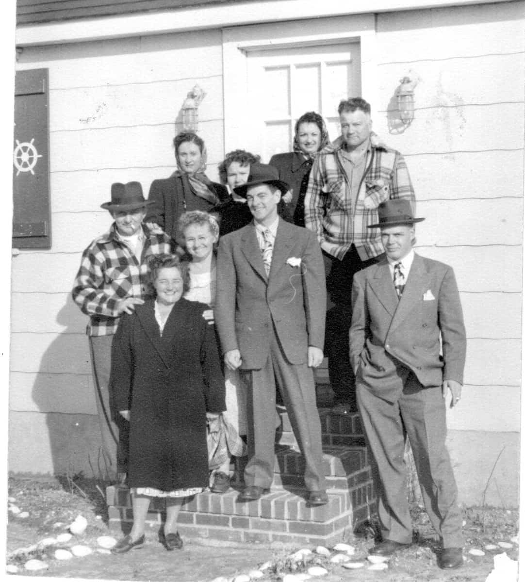A photo from the 1940's in North Beach Haven. An interesting mix of Flannel shirts and suits for the guys.